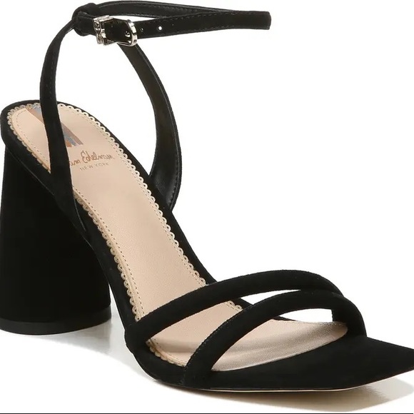 Sam Edelman Black Suede Kia Block Heel Sandal 9.5